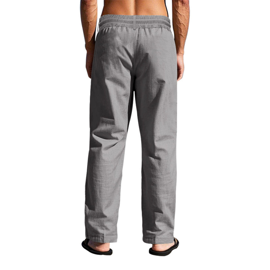 Men’s Full Size Drawstring Elastic Waist Loose Fit Pants Plus Apparel and Accessories