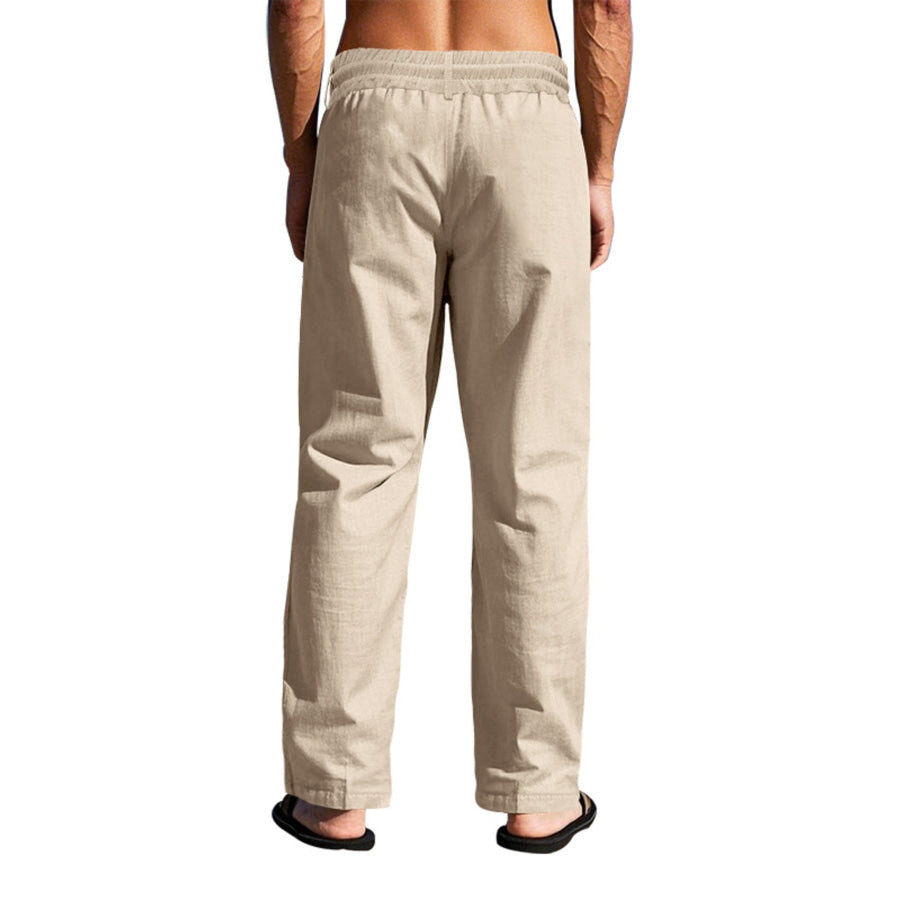 Men’s Full Size Drawstring Elastic Waist Loose Fit Pants Plus Apparel and Accessories