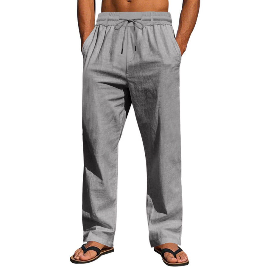 Men’s Full Size Drawstring Elastic Waist Loose Fit Pants Plus Apparel and Accessories