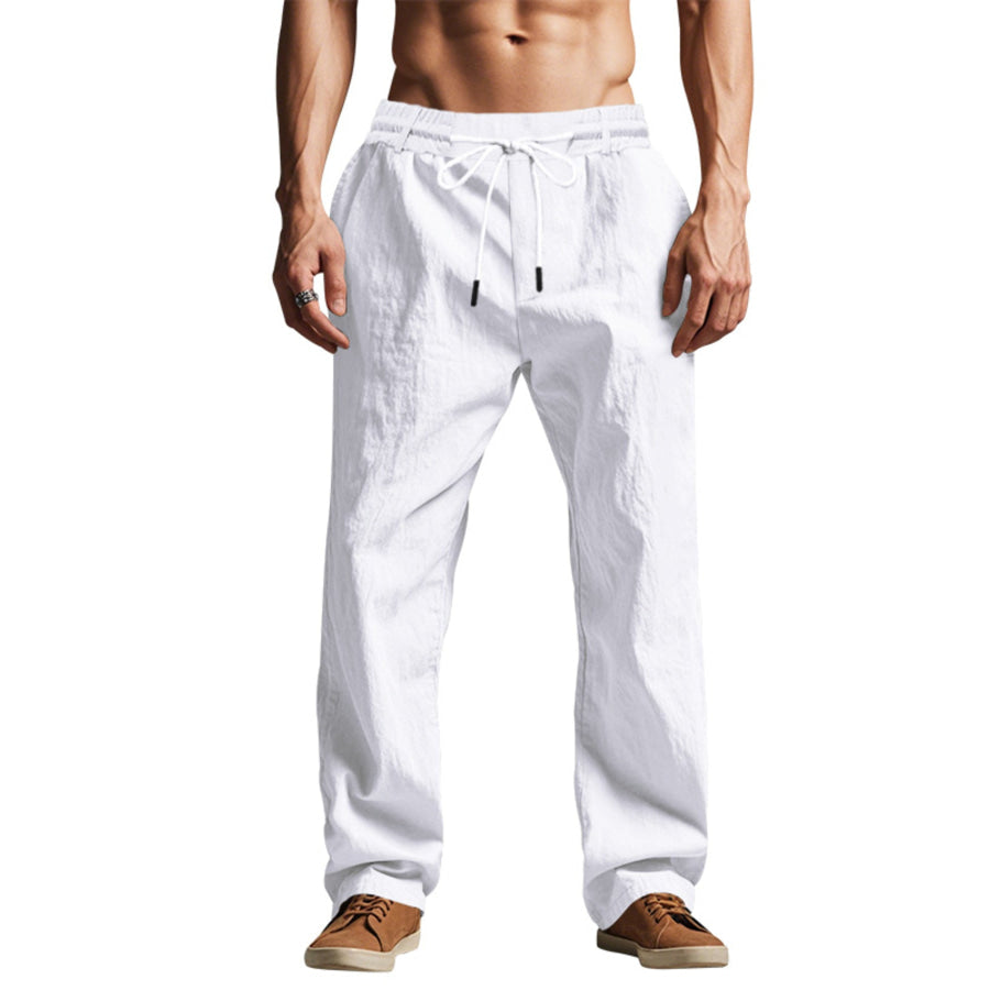 Men’s Full Size Drawstring Elastic Waist Loose Fit Pants Plus Apparel and Accessories