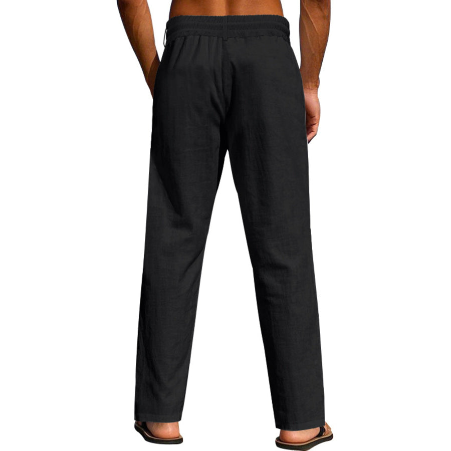 Men’s Full Size Drawstring Elastic Waist Loose Fit Pants Plus Apparel and Accessories