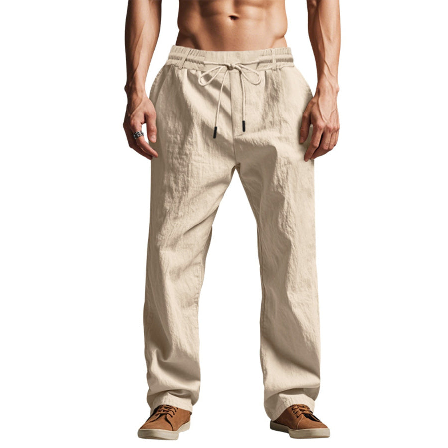 Men’s Full Size Drawstring Elastic Waist Loose Fit Pants Plus Apparel and Accessories
