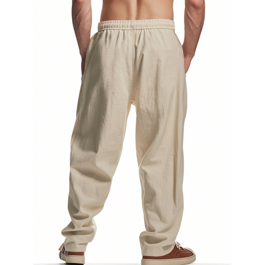 Men’s Full Size Drawstring Letter Casual Pants Plus Size Apparel and Accessories