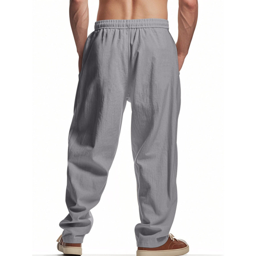 Men’s Full Size Drawstring Letter Casual Pants Plus Size Apparel and Accessories