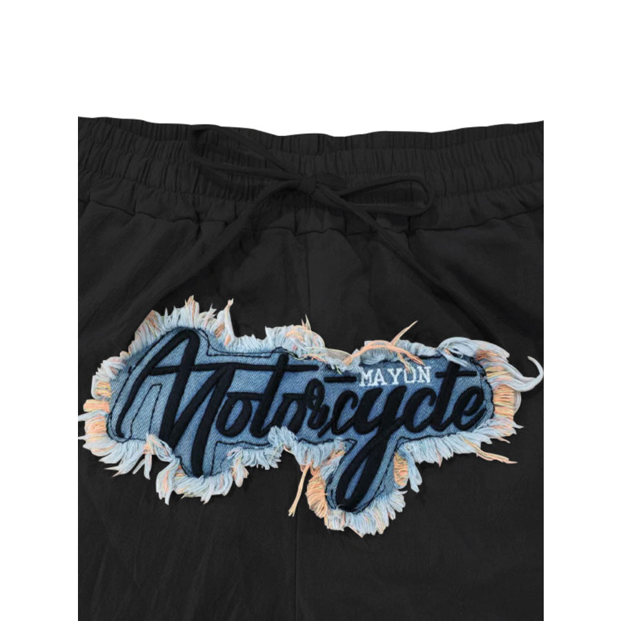 Men’s Full Size Drawstring Letter Casual Pants Plus Size Apparel and Accessories
