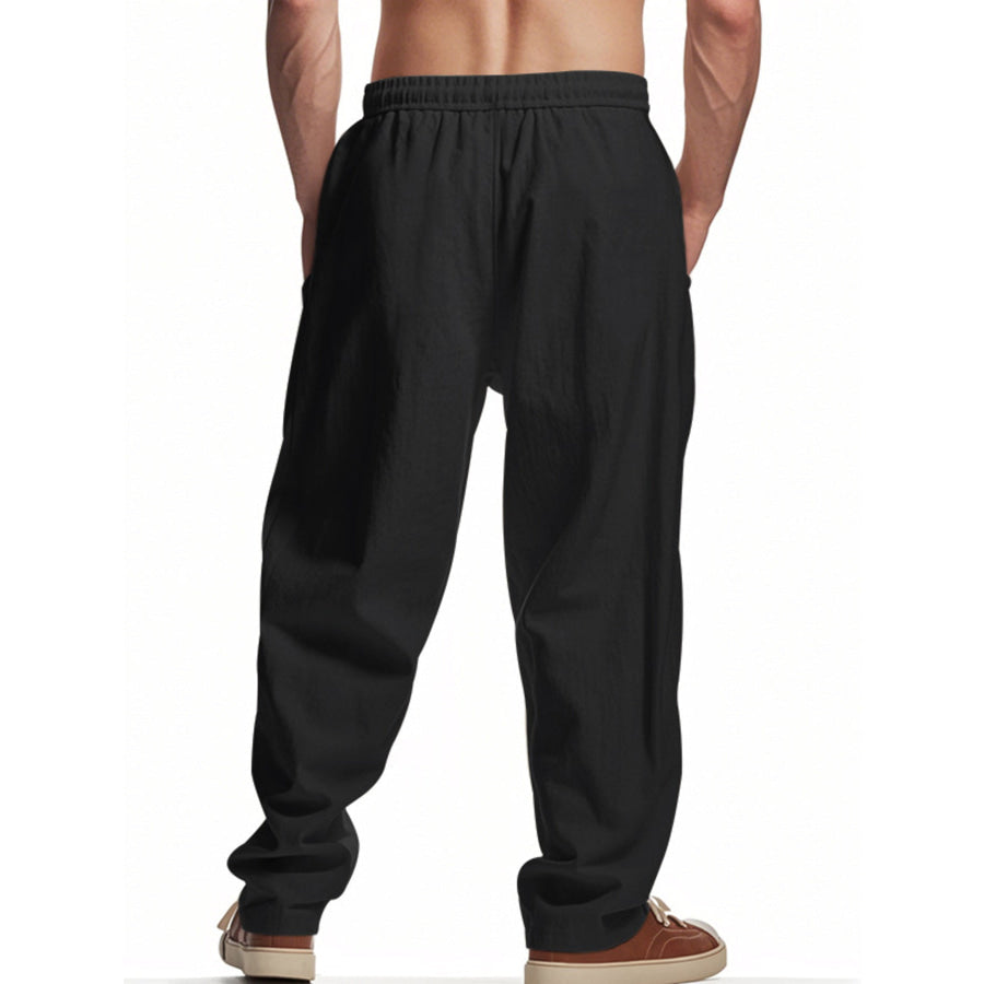 Men’s Full Size Drawstring Letter Casual Pants Plus Size Apparel and Accessories