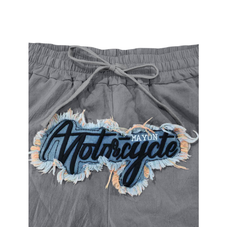 Men’s Full Size Drawstring Letter Casual Pants Plus Size Apparel and Accessories