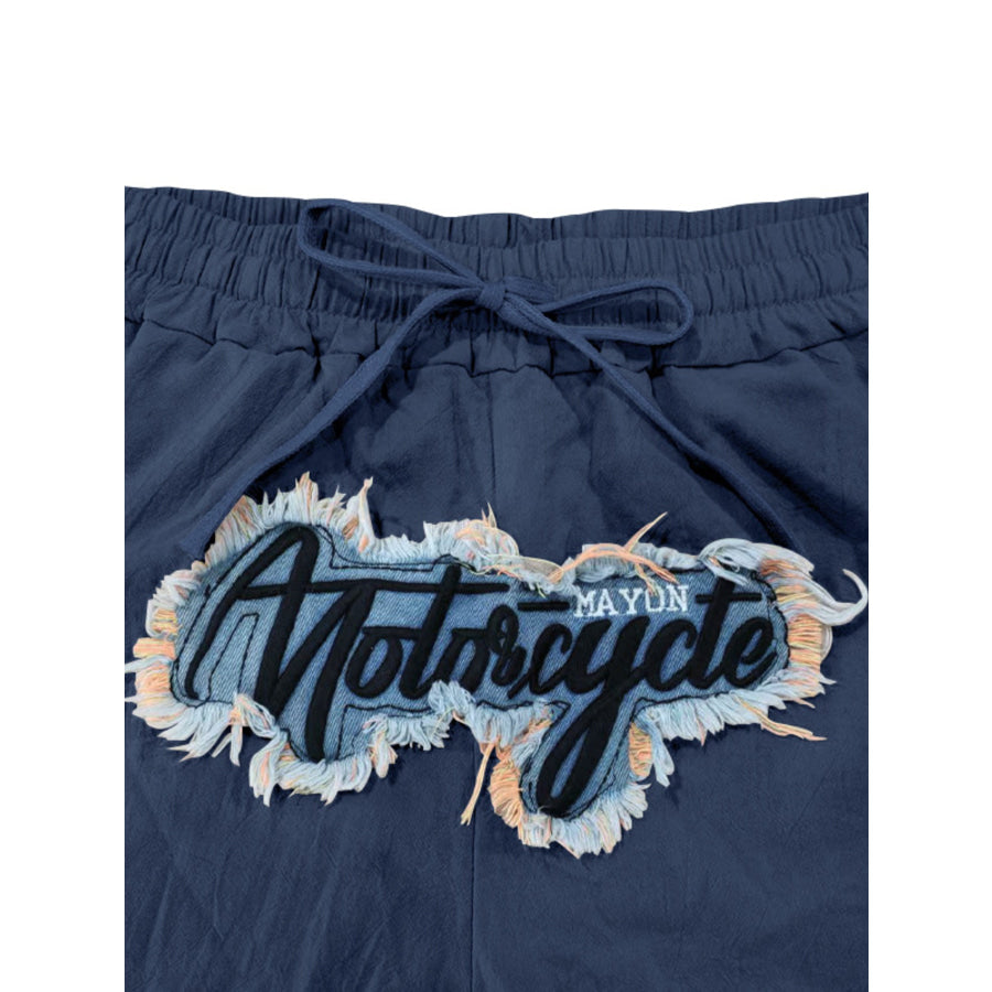 Men’s Full Size Drawstring Letter Casual Pants Plus Size Apparel and Accessories