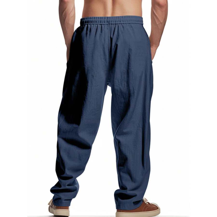 Men’s Full Size Drawstring Letter Casual Pants Plus Size Apparel and Accessories