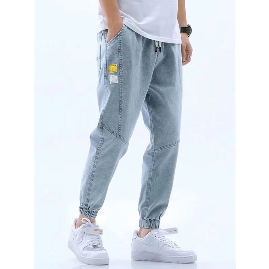 Men’s Full Size Drawstring Loose Fit Jeans Plus Size Light Blue / S Apparel and Accessories