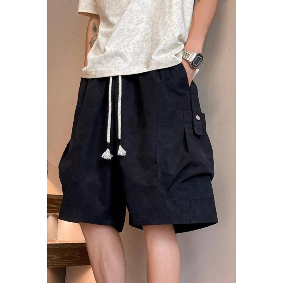 Men’s Full Size Drawstring Shorts with Pockets Plus Size Black / S Apparel and Accessories