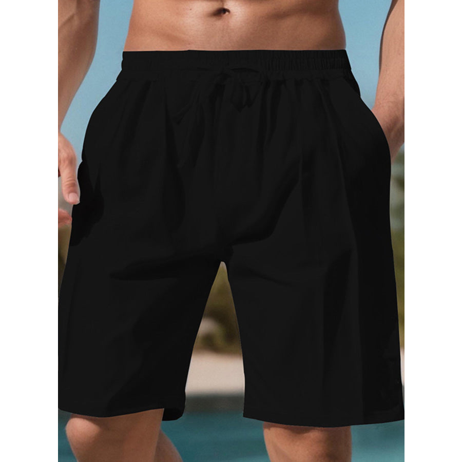 Men’s Full Size Drawstring Shorts with Pockets Plus Black / S Apparel and Accessories