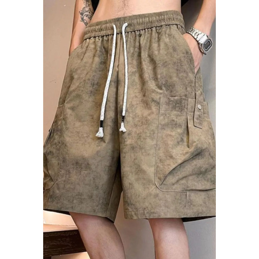 Men’s Full Size Drawstring Shorts with Pockets Plus Size Khaki / S Apparel and Accessories