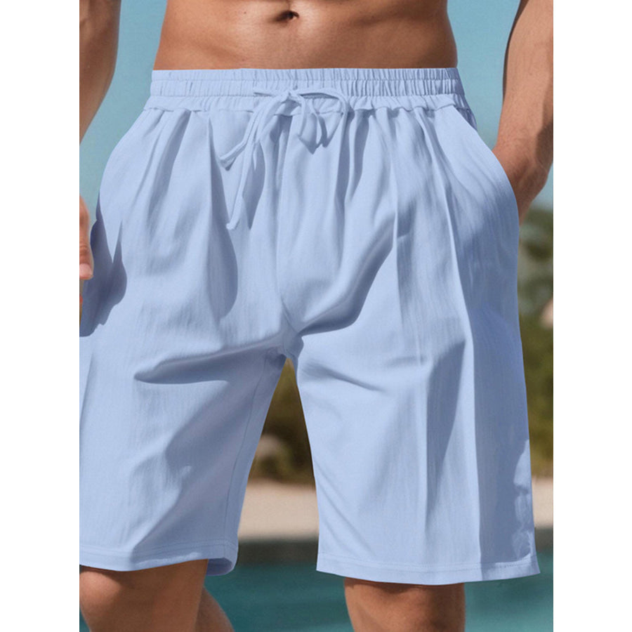 Men’s Full Size Drawstring Shorts with Pockets Plus Light Blue / S Apparel and Accessories