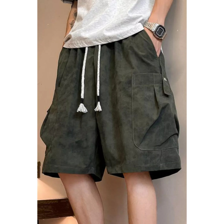 Men’s Full Size Drawstring Shorts with Pockets Plus Size Military Green / S Apparel and Accessories