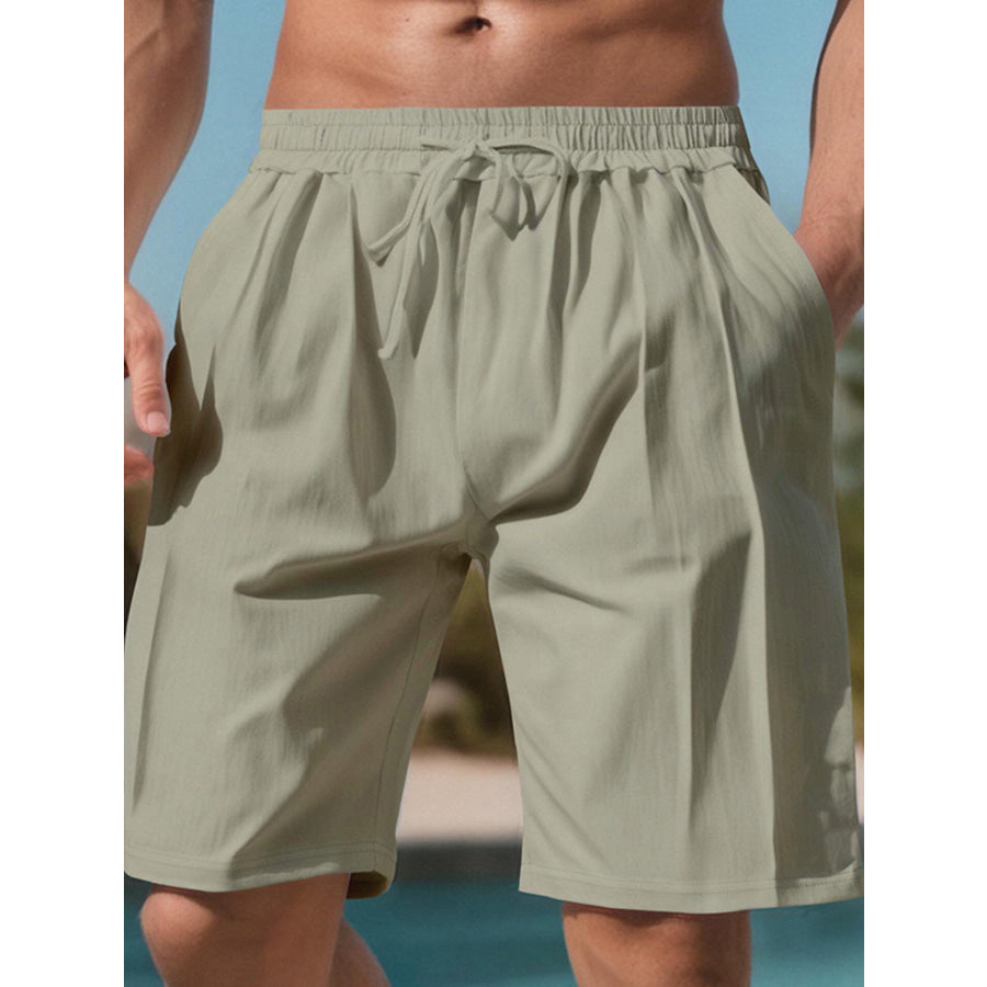 Men’s Full Size Drawstring Shorts with Pockets Plus Military Green / S Apparel and Accessories