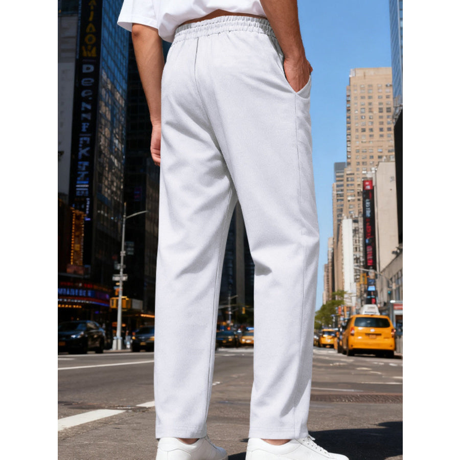 Men’s Full Size Drawstring Straight Leg Pants Plus Apparel and Accessories