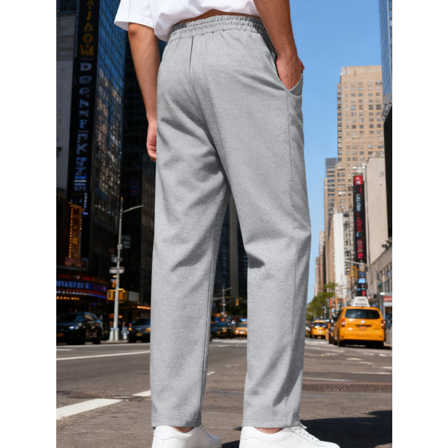 Men’s Full Size Drawstring Straight Leg Pants Plus Apparel and Accessories