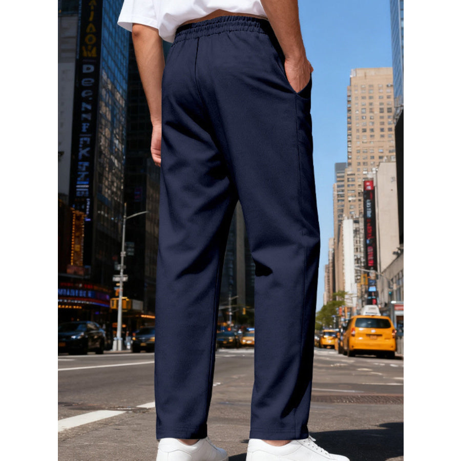 Men’s Full Size Drawstring Straight Leg Pants Plus Apparel and Accessories