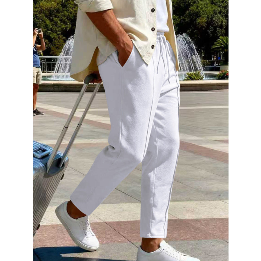 Men’s Full Size Drawstring Straight Leg Pants Plus Apparel and Accessories
