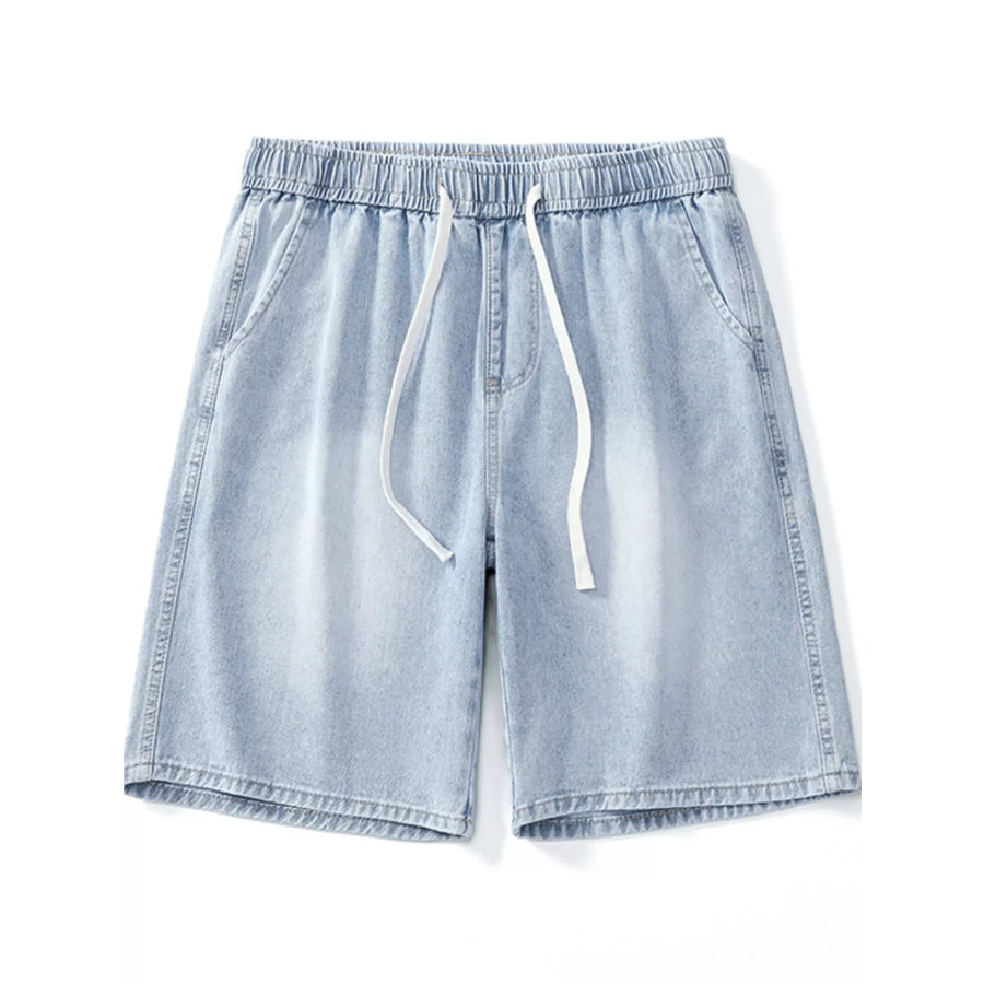 Men’s Full Size Drawstring Wide Leg Denim Shorts Plus Size Apparel and Accessories