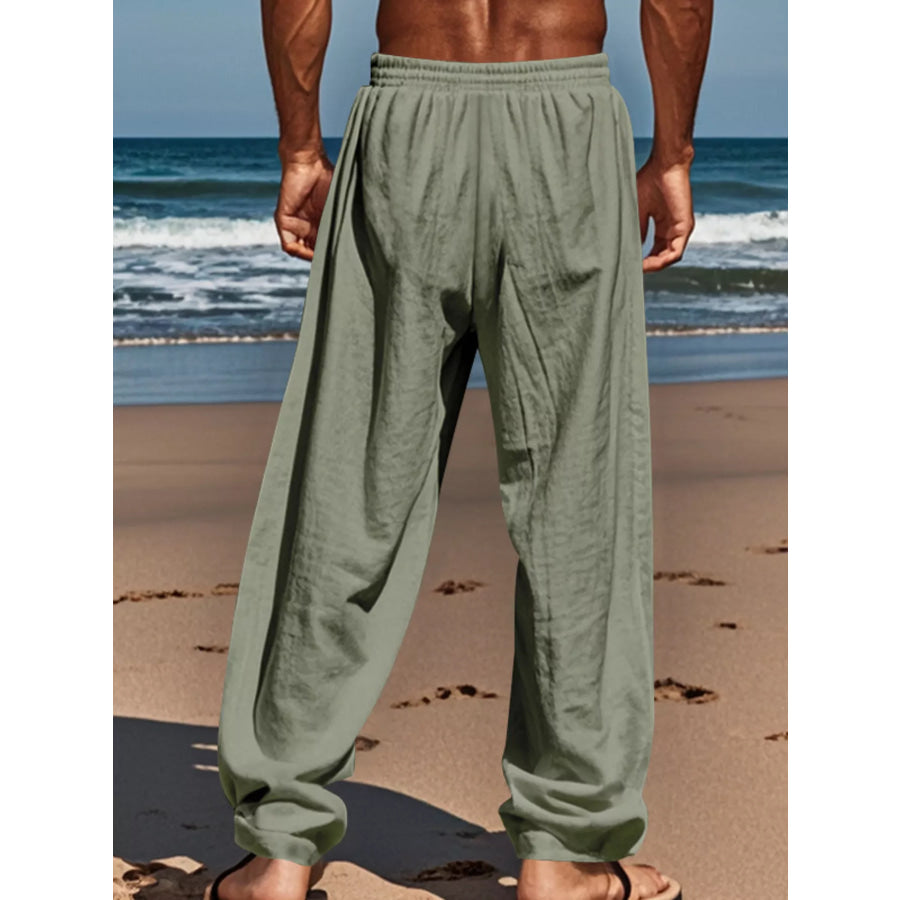 Men’s Full Size Drawstring Wide Leg Pants Plus Apparel and Accessories