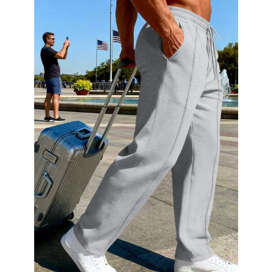 Men’s Full Size Drawstring Wide Leg Pants Plus Apparel and Accessories