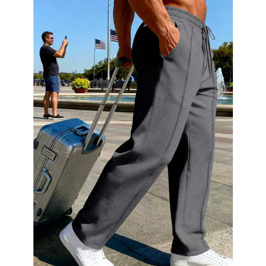 Men’s Full Size Drawstring Wide Leg Pants Plus Apparel and Accessories