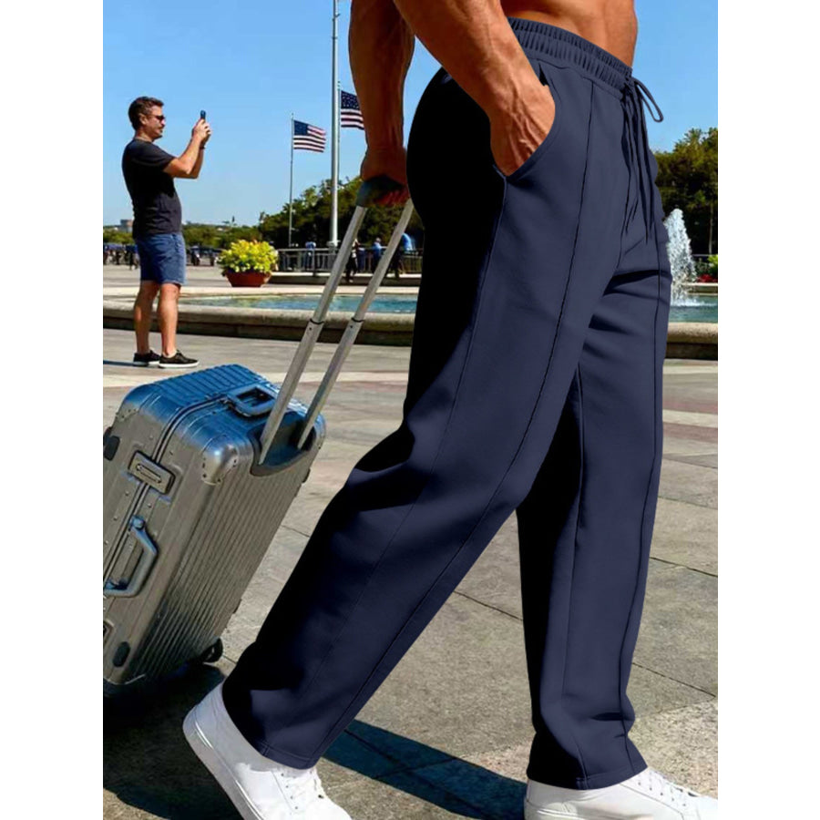 Men’s Full Size Drawstring Wide Leg Pants Plus Apparel and Accessories