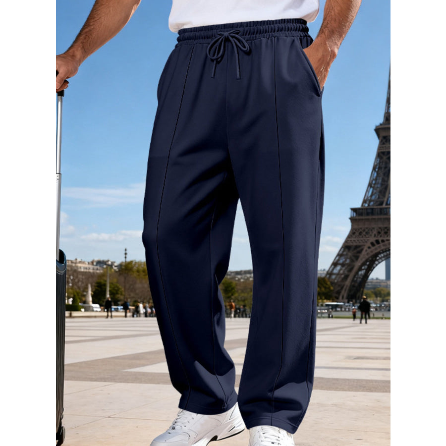 Men’s Full Size Drawstring Wide Leg Pants Plus Apparel and Accessories