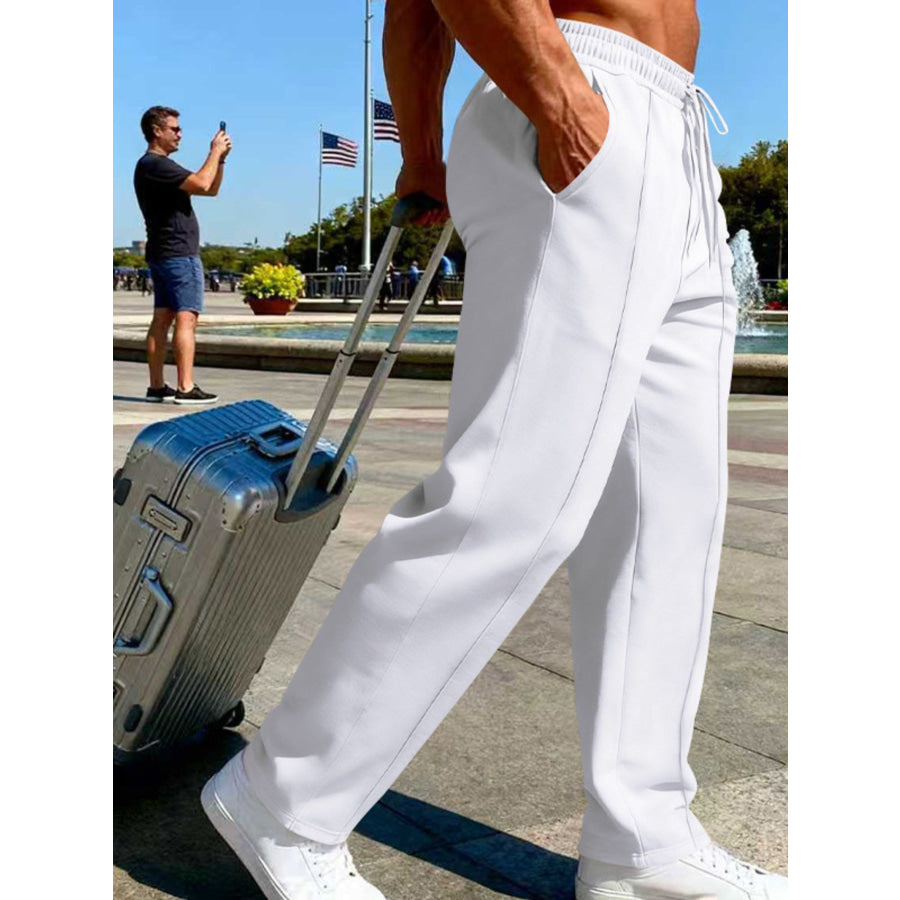 Men’s Full Size Drawstring Wide Leg Pants Plus Apparel and Accessories
