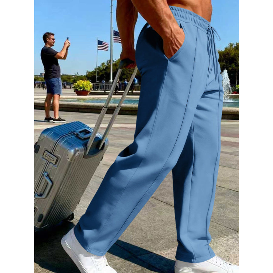 Men’s Full Size Drawstring Wide Leg Pants Plus Apparel and Accessories