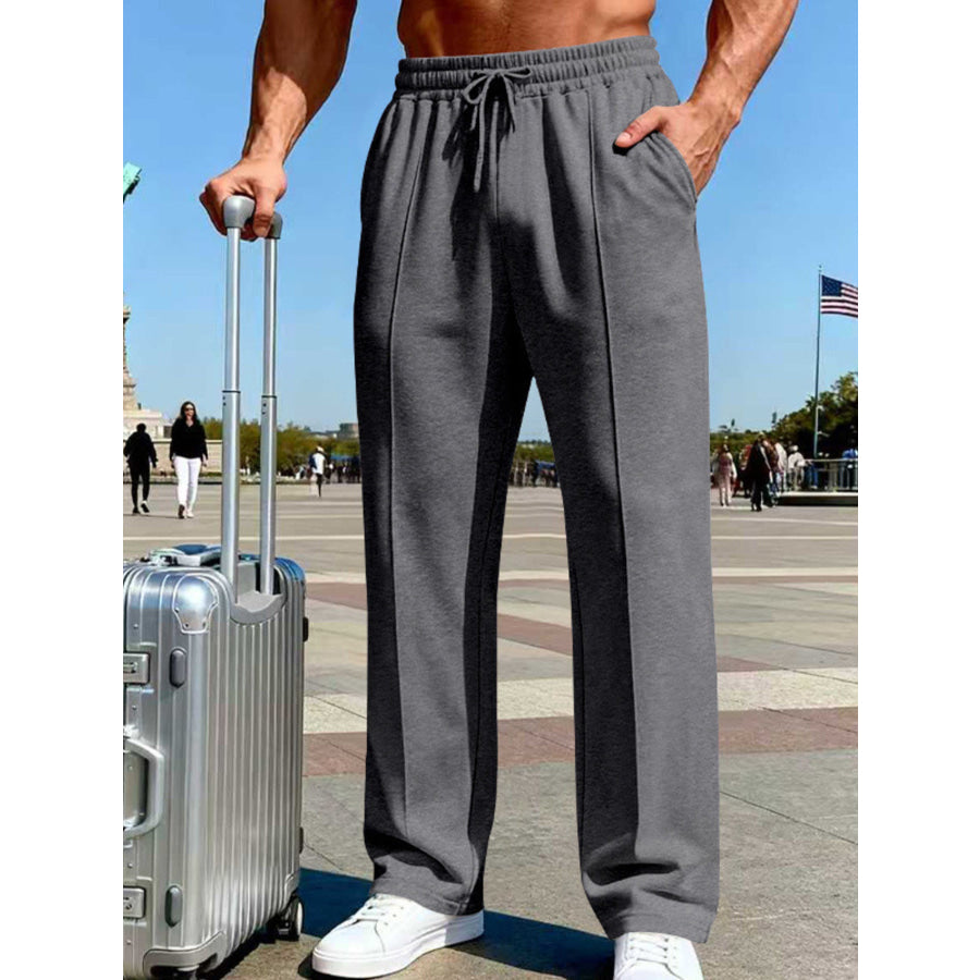 Men’s Full Size Drawstring Wide Leg Pants Plus Apparel and Accessories