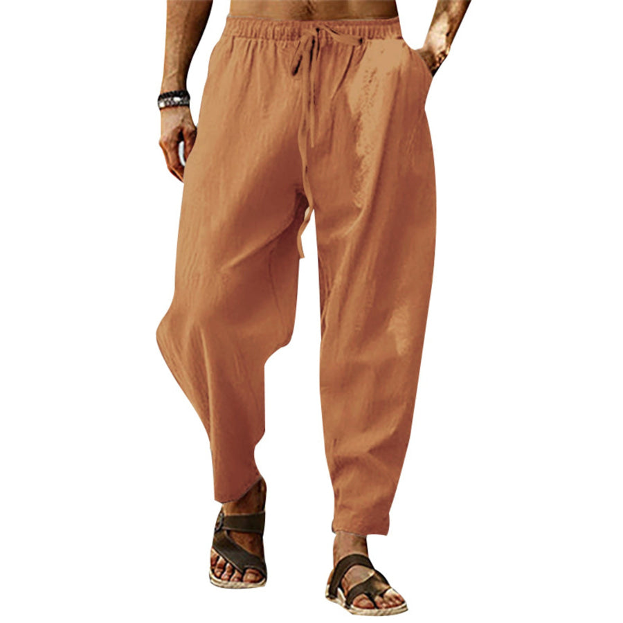Men’s Full Size Drawstring Wide Leg Pants Plus Size Mustard / S Apparel and Accessories