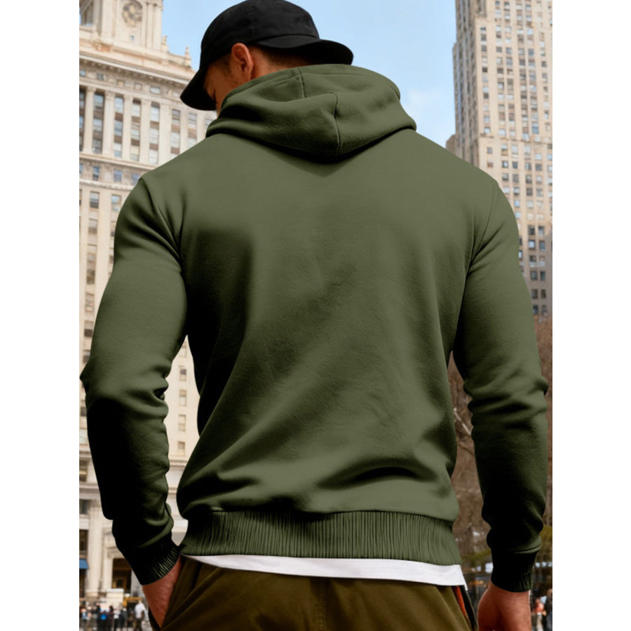 Men’s Full Size Fleece Hoodie with Dual Chest Pockets Plus Size Apparel and Accessories