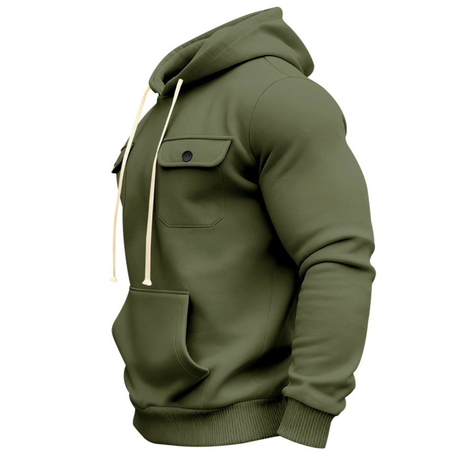 Men’s Full Size Fleece Hoodie with Dual Chest Pockets Plus Size Apparel and Accessories
