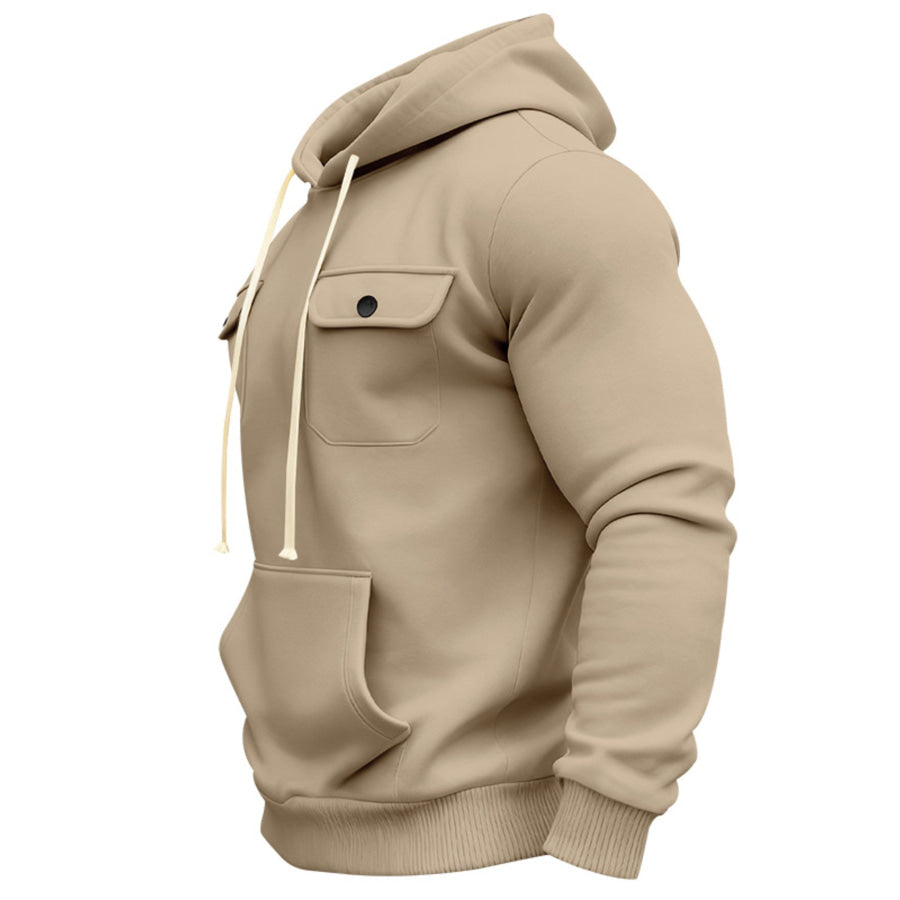Men’s Full Size Fleece Hoodie with Dual Chest Pockets Plus Size Apparel and Accessories
