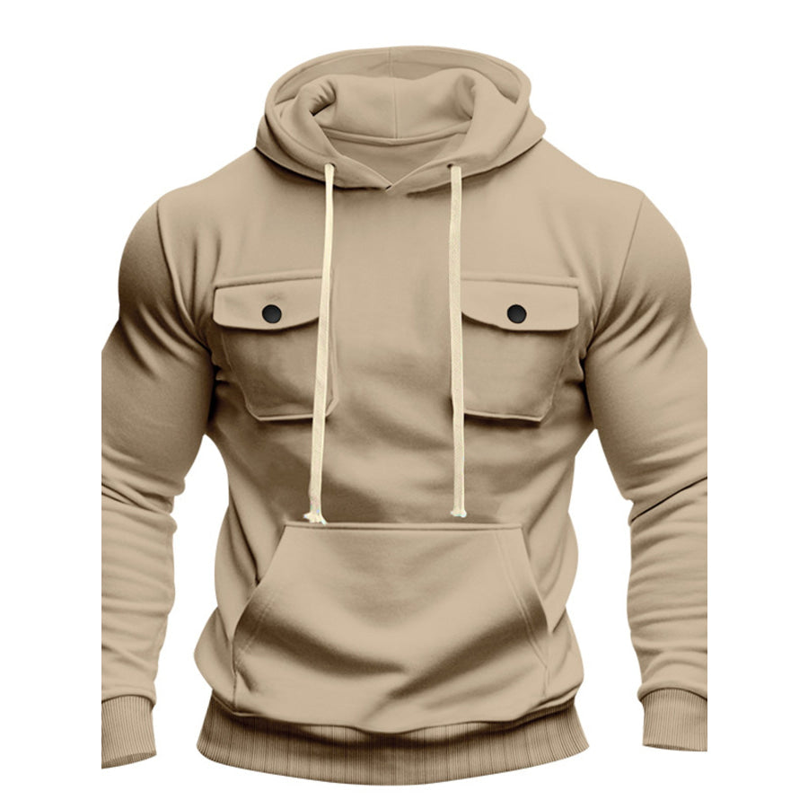 Men’s Full Size Fleece Hoodie with Dual Chest Pockets Plus Size Apparel and Accessories