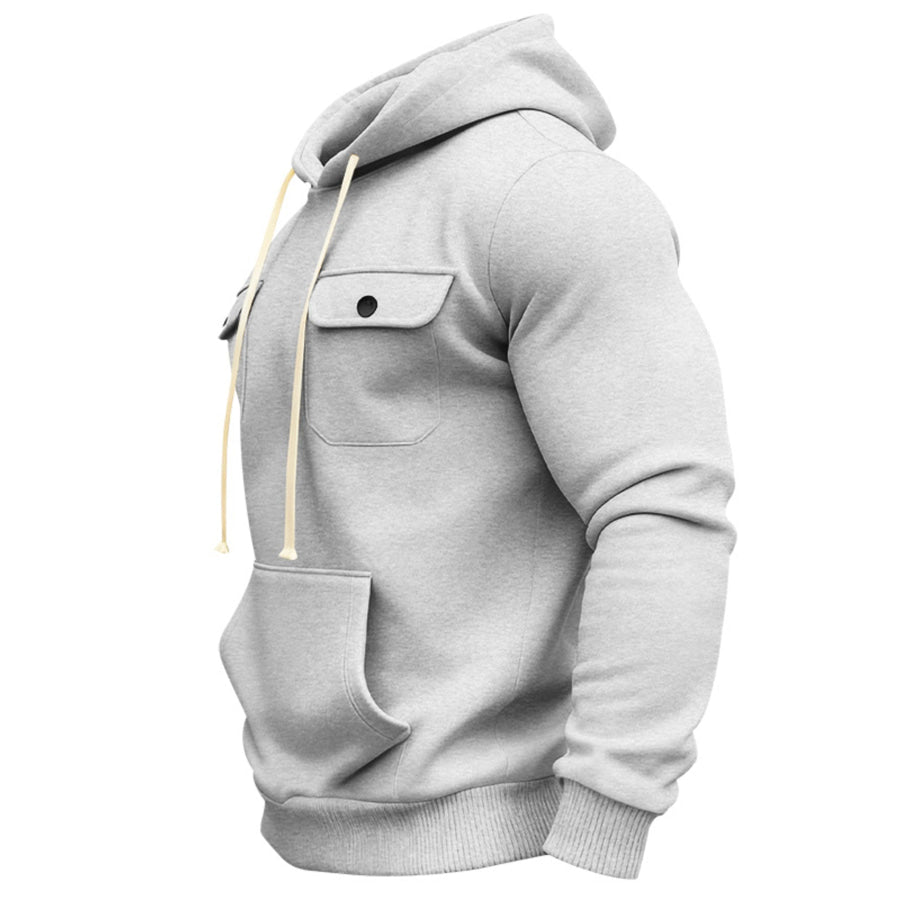 Men’s Full Size Fleece Hoodie with Dual Chest Pockets Plus Size Apparel and Accessories