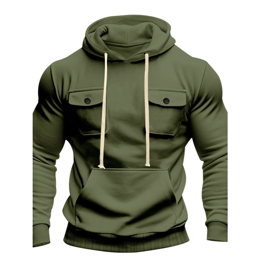Men’s Full Size Fleece Hoodie with Dual Chest Pockets Plus Size Apparel and Accessories