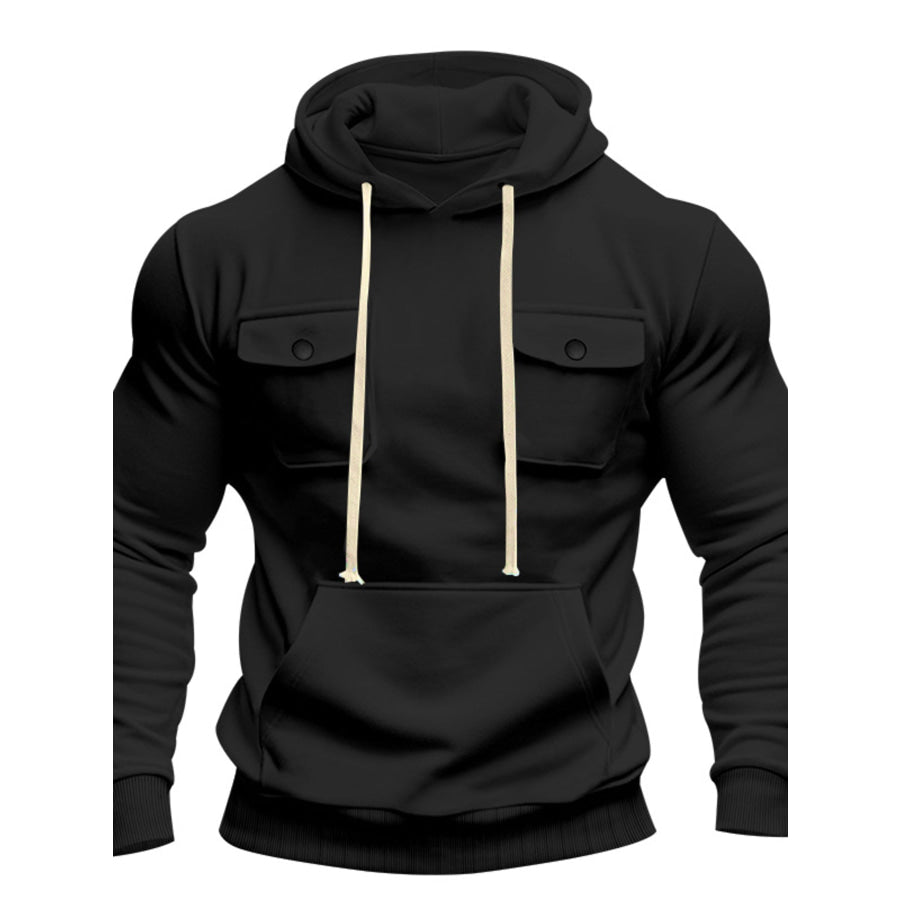 Men’s Full Size Fleece Hoodie with Dual Chest Pockets Plus Size Apparel and Accessories