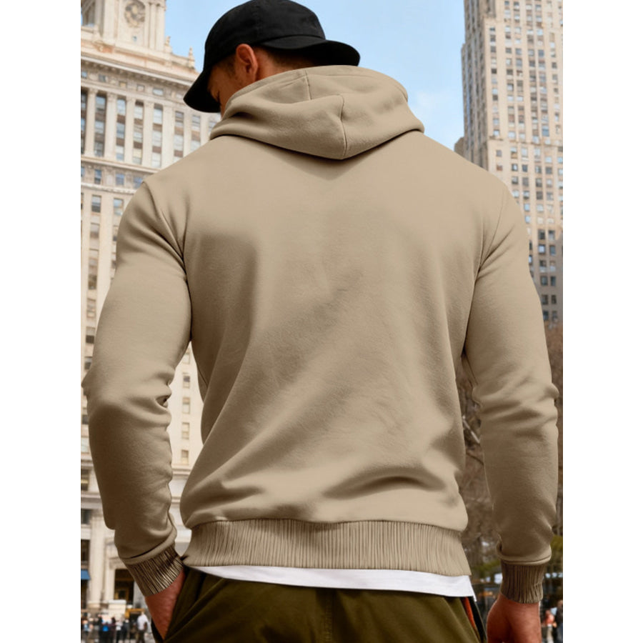 Men’s Full Size Fleece Hoodie with Dual Chest Pockets Plus Size Apparel and Accessories