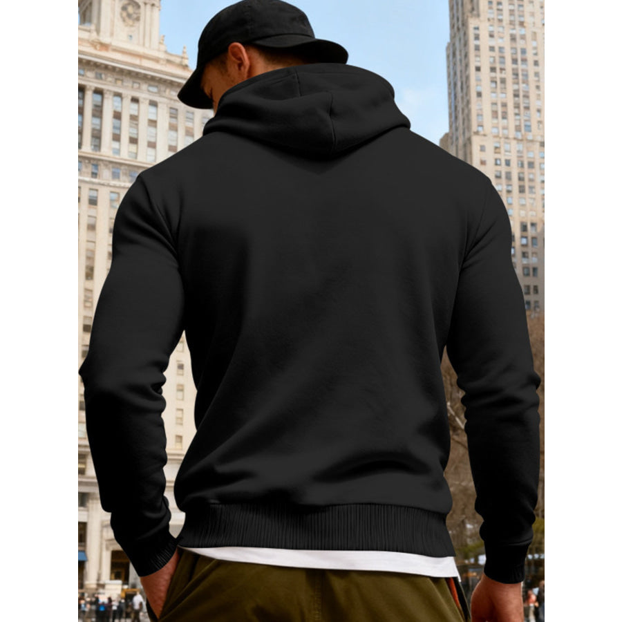 Men’s Full Size Fleece Hoodie with Dual Chest Pockets Plus Size Apparel and Accessories