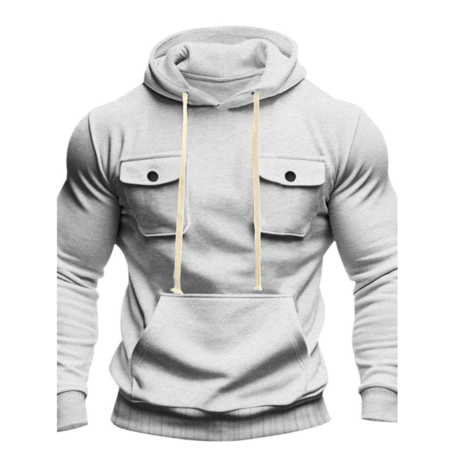 Men’s Full Size Fleece Hoodie with Dual Chest Pockets Plus Size Light Gray / S Apparel and Accessories