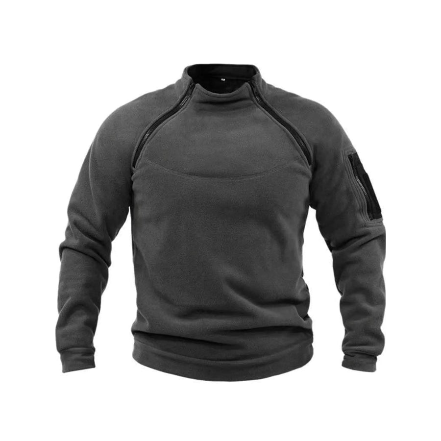 Men’s Full Size Fleece Sweatshirt with Dual Zipper Plus Dark Gray / S Apparel and Accessories