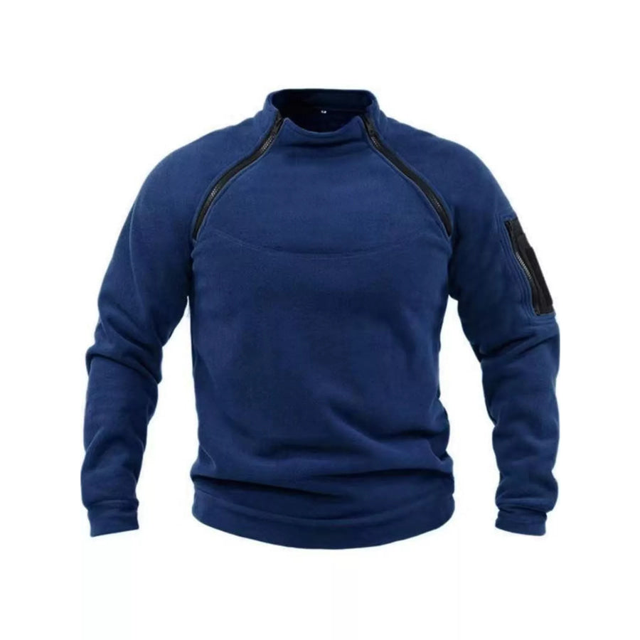 Men’s Full Size Fleece Sweatshirt with Dual Zipper Plus Navy / S Apparel and Accessories