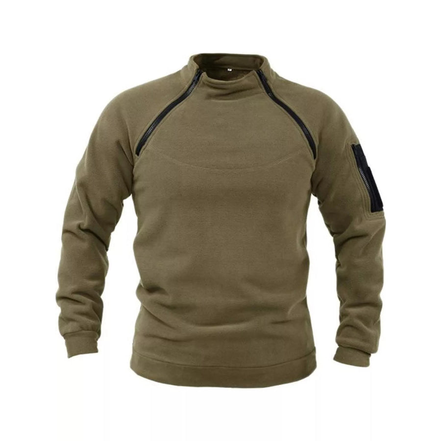 Men’s Full Size Fleece Sweatshirt with Dual Zipper Plus Olive / S Apparel and Accessories