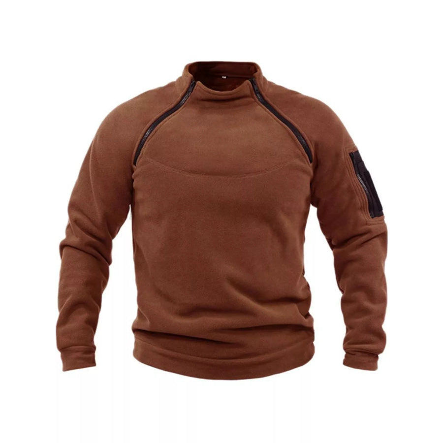 Men’s Full Size Fleece Sweatshirt with Dual Zipper Plus Terracotta / S Apparel and Accessories