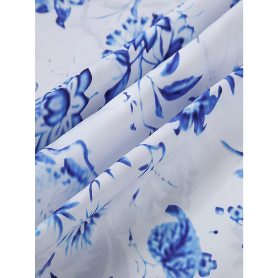 Men’s Full Size Floral Print Button-Down Shirt Plus Size Apparel and Accessories