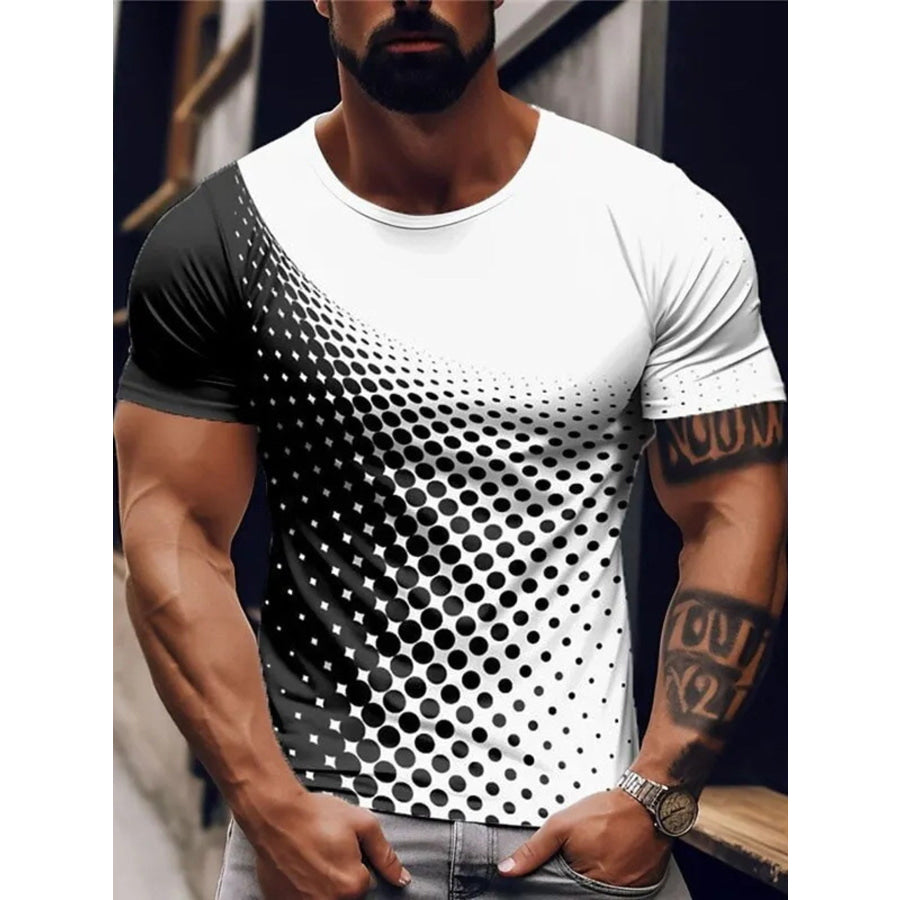 Men’s Full Size Gradient Dot Print T-Shirt Plus Size Black / XS Apparel and Accessories